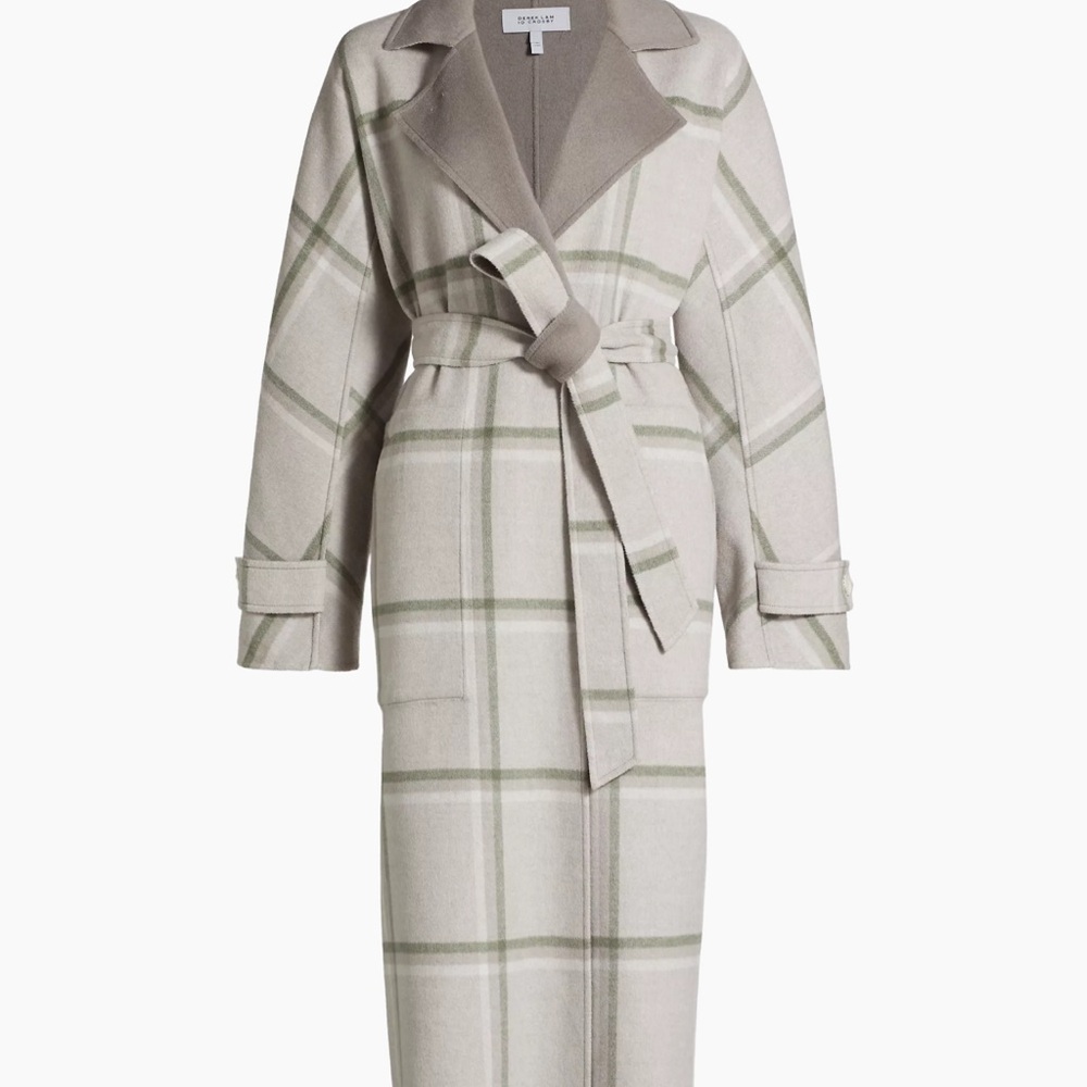 10 Crosby Derek Lam Oversized Reversible Plaid Wool Coat in Grey and Green